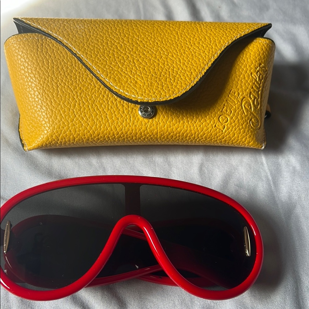 Stylish Red Sunglasses with Yellow Case